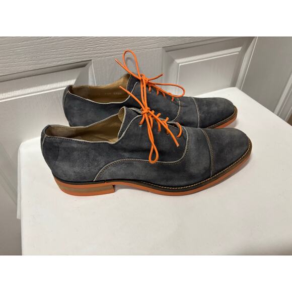 Donald J Pliner Italy Gray Suede Cap Toe Oxfords Orange Sole Men’s 9.5 main image 8